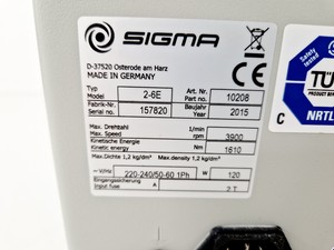 Thumbnail image of Sigma 2-6E Benchtop Centrifuge w/ 11070 Swing-Out Rotor with 4 x Bucket Lab