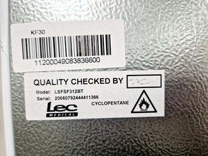 Thumbnail image of LEC Model Medical LSFSF312BT Laboratory Freezer 