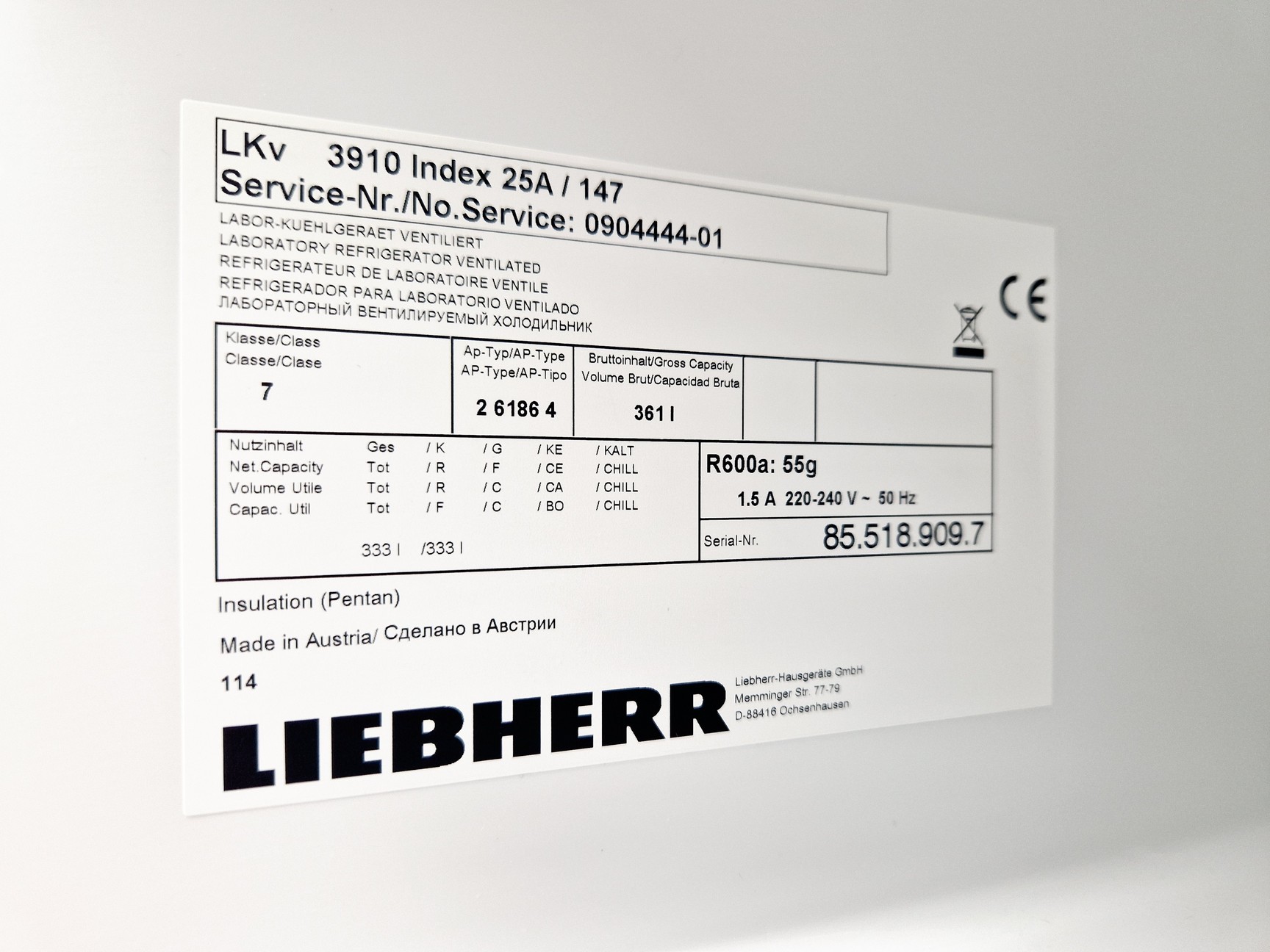 Image of Leibherr Mediline LKV Type. 3910 Fridge Lab