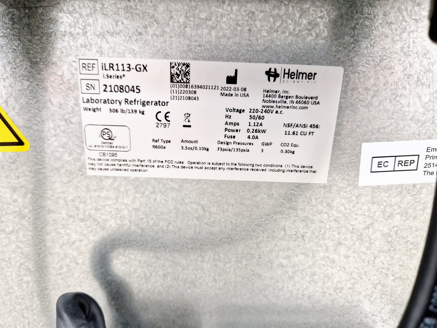 Image of Helmer iLR113-GX Laboratory Refrigerator Lab