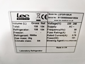 Thumbnail image of LEC LSFSR158UK Medical Laboratory Refrigerator Lab