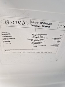 Thumbnail image of BioCold Laboratory Freezer Model-BIO110FZSS Lab