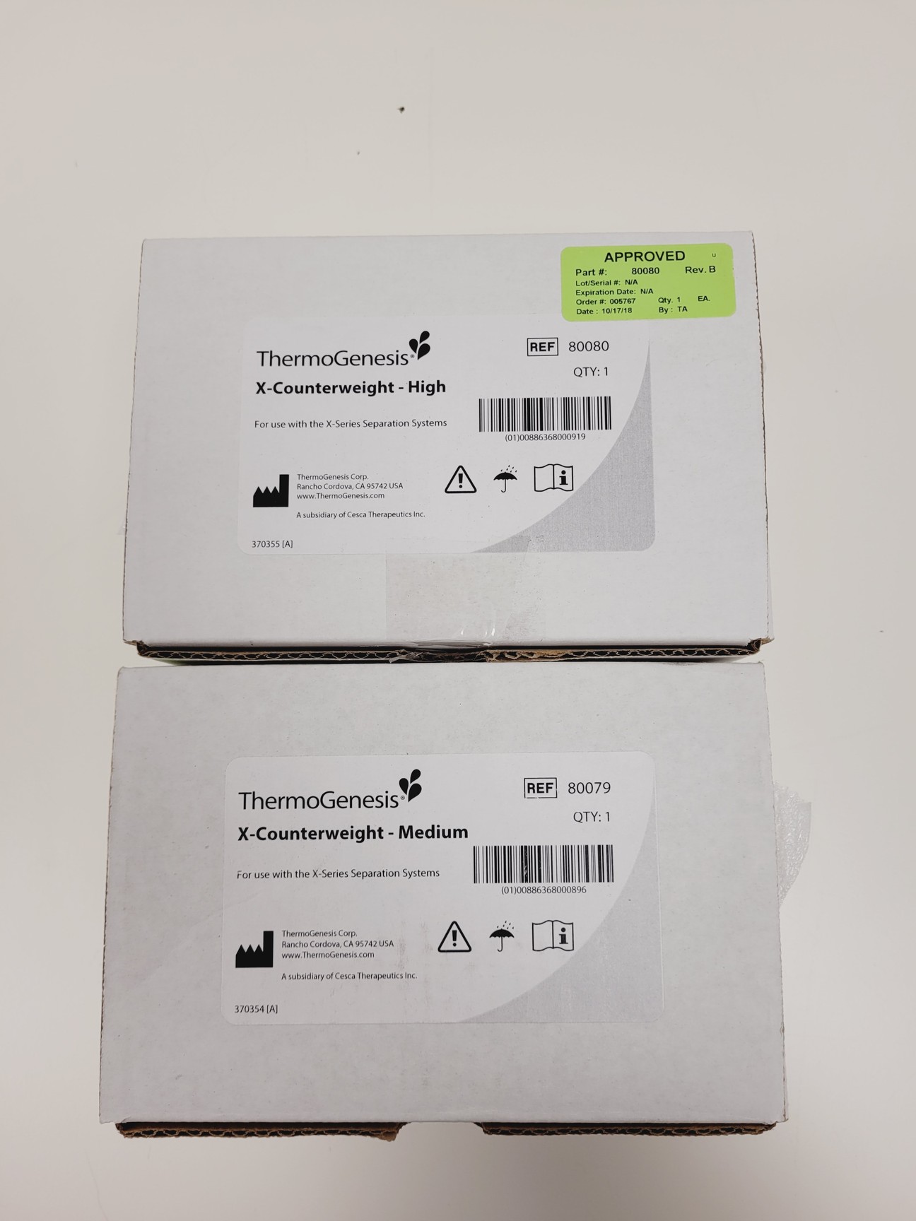 Image of ThermoGenesis / Corning X-Counterweights (Set of 5) Lab