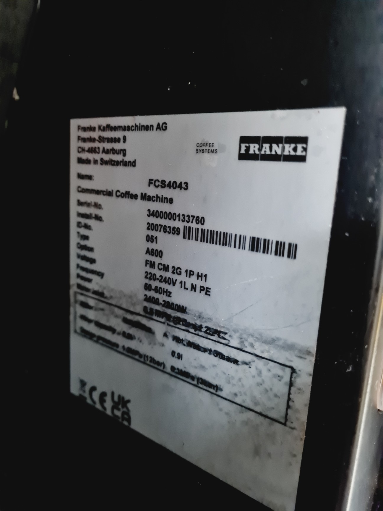 Image of Franke A600 A600 FM CM Bean to Cup Coffee Machine + Fridge 