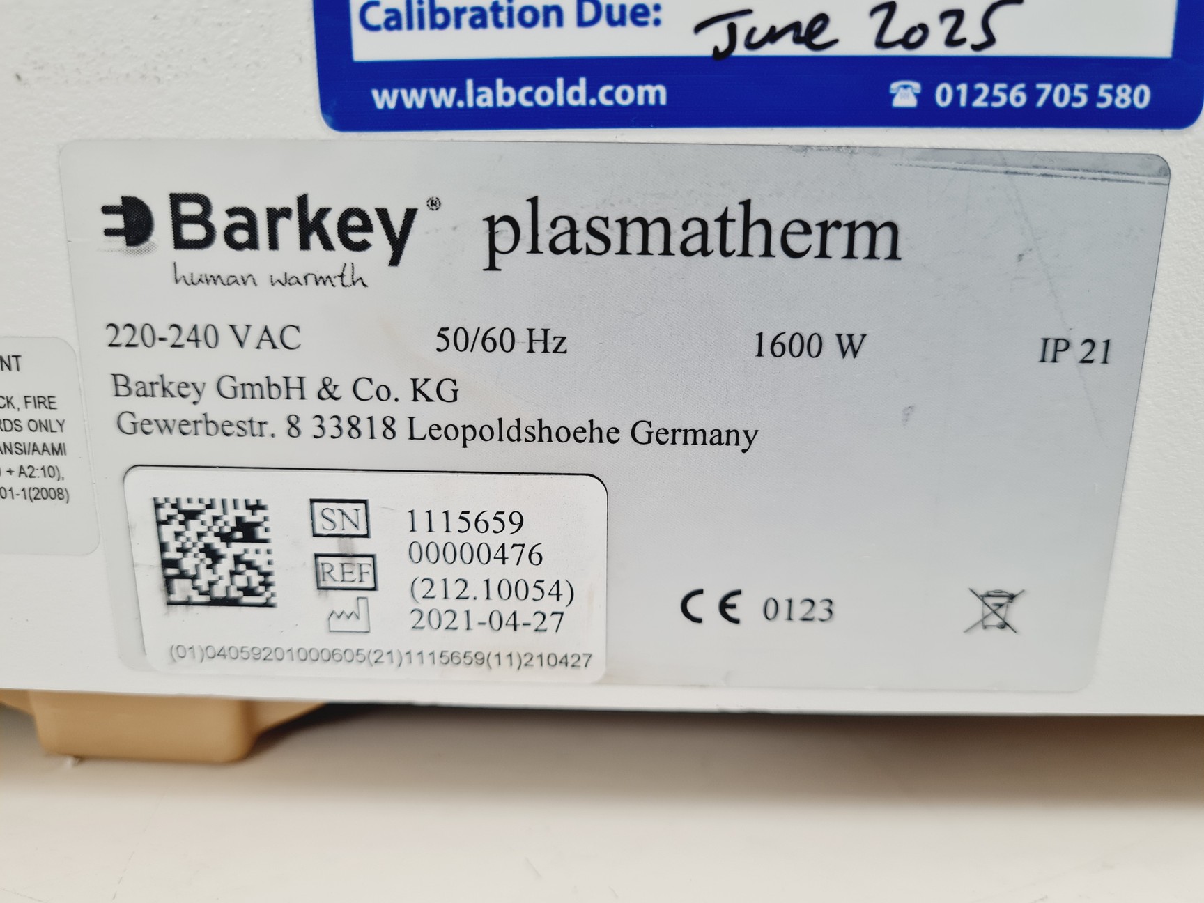 Image of Barkey Plasmatherm Blood & Plasma Bag Heating System Lab