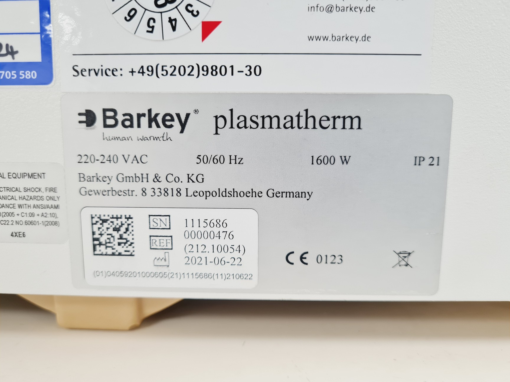 Image of Barkey Plasmatherm Blood & Plasma Bag Heating System Lab