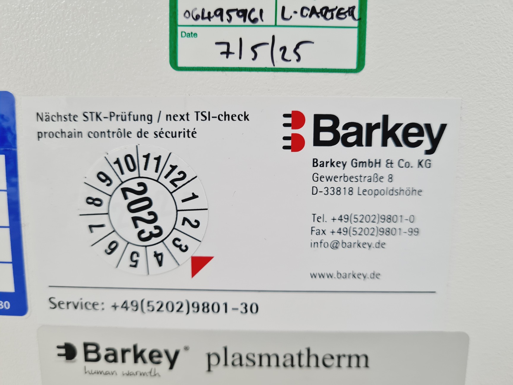 Image of Barkey Plasmatherm Blood & Plasma Bag Heating System Lab