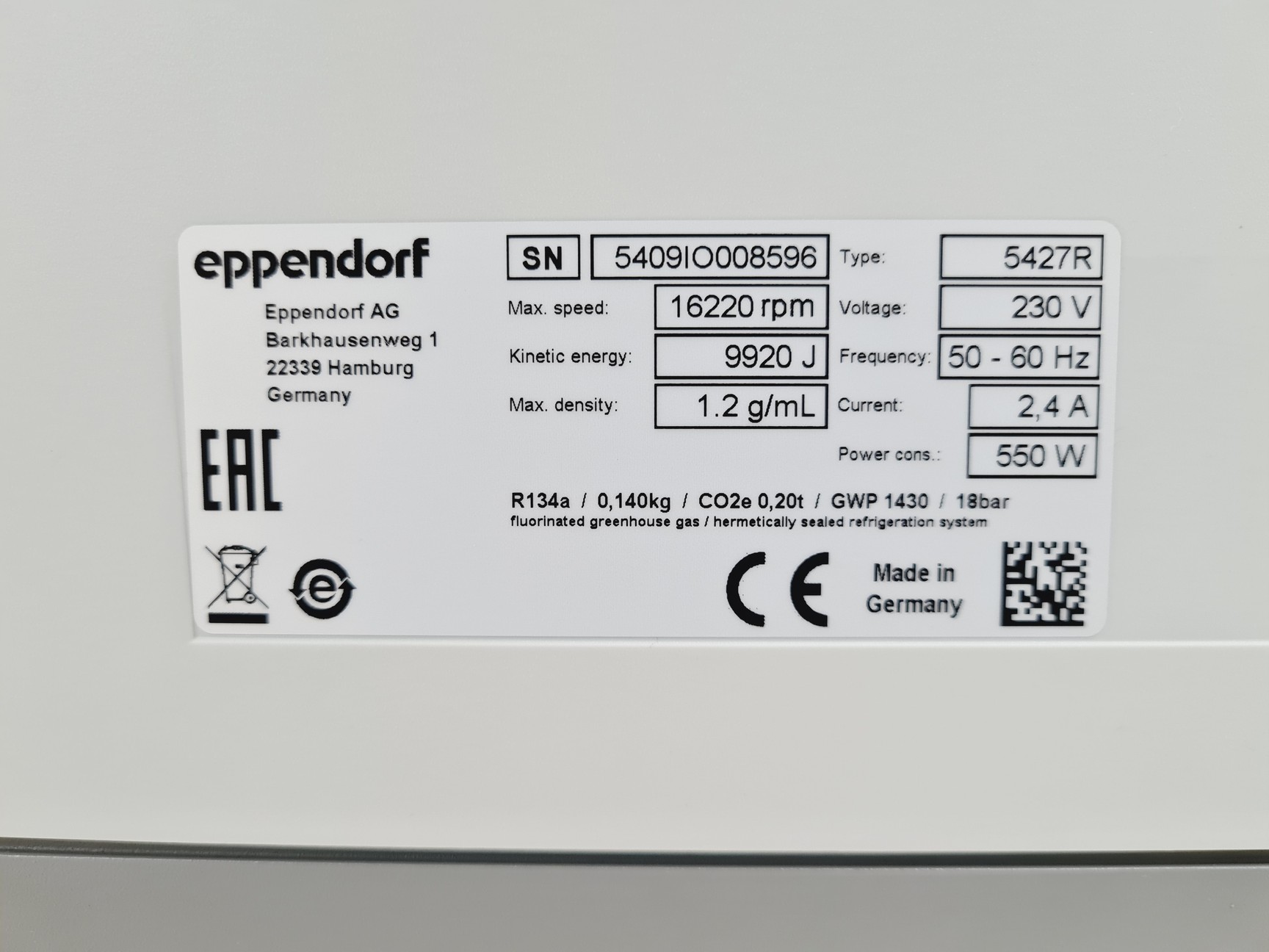 Image of Eppendorf 5427 R Benchtop Centrifuge w/ FA-45-48-11 Lab