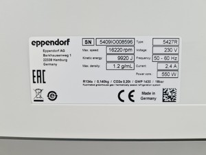 Thumbnail image of Eppendorf 5427 R Benchtop Centrifuge w/ FA-45-48-11 Lab