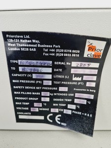 Thumbnail image of Priorclave PS/Q63/SH320 Front Loading Autoclave