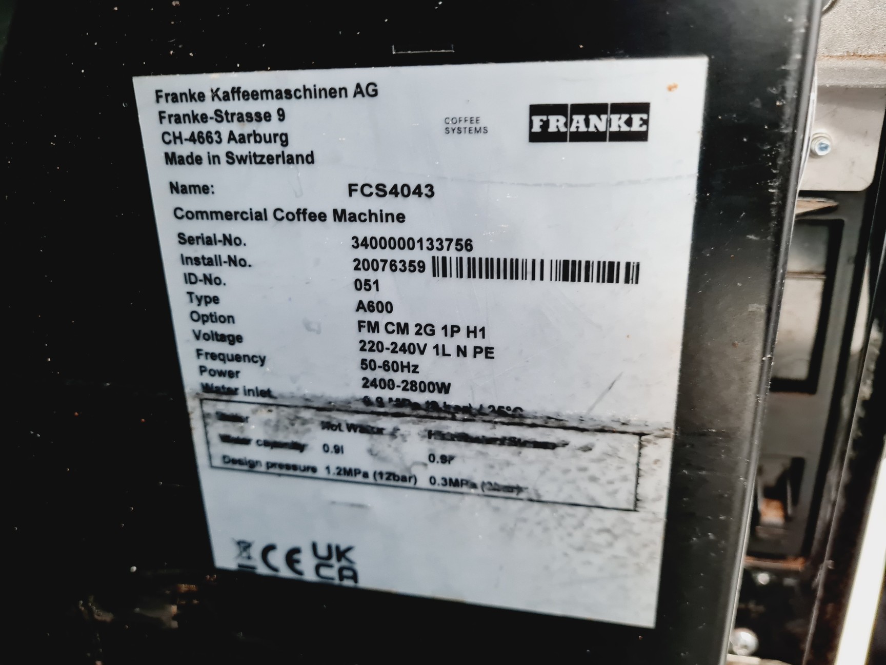 Image of Franke A600 Bean To Cup Coffee Machine + Fridge