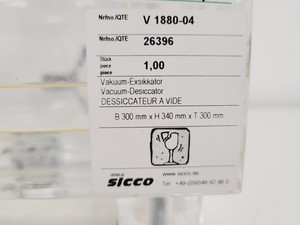 Thumbnail image of Sicco Desiccator Cabinet Vacuum 260 x 260 x 260 mm (Internal W x D x H) Lab