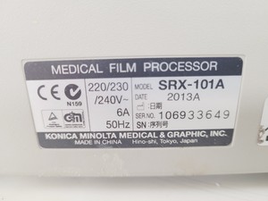 Thumbnail image of Konica Minolta SRX-101A Medical Film Processor Lab