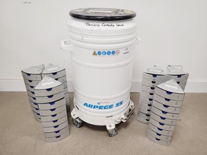 Thumbnail image of Air Liquide Arpege 55 Liquid Nitrogen Dewar w/ Storage Racks Lab