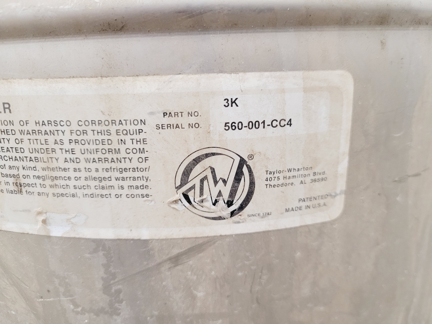 Image of Taylor-Wharton Model K Series 3K Cryogenic Storage Dewar