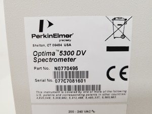 Thumbnail image of Perkin Elmer Optima 5300 DV Spectrometer ICP-OES w/ PC & Software Lab