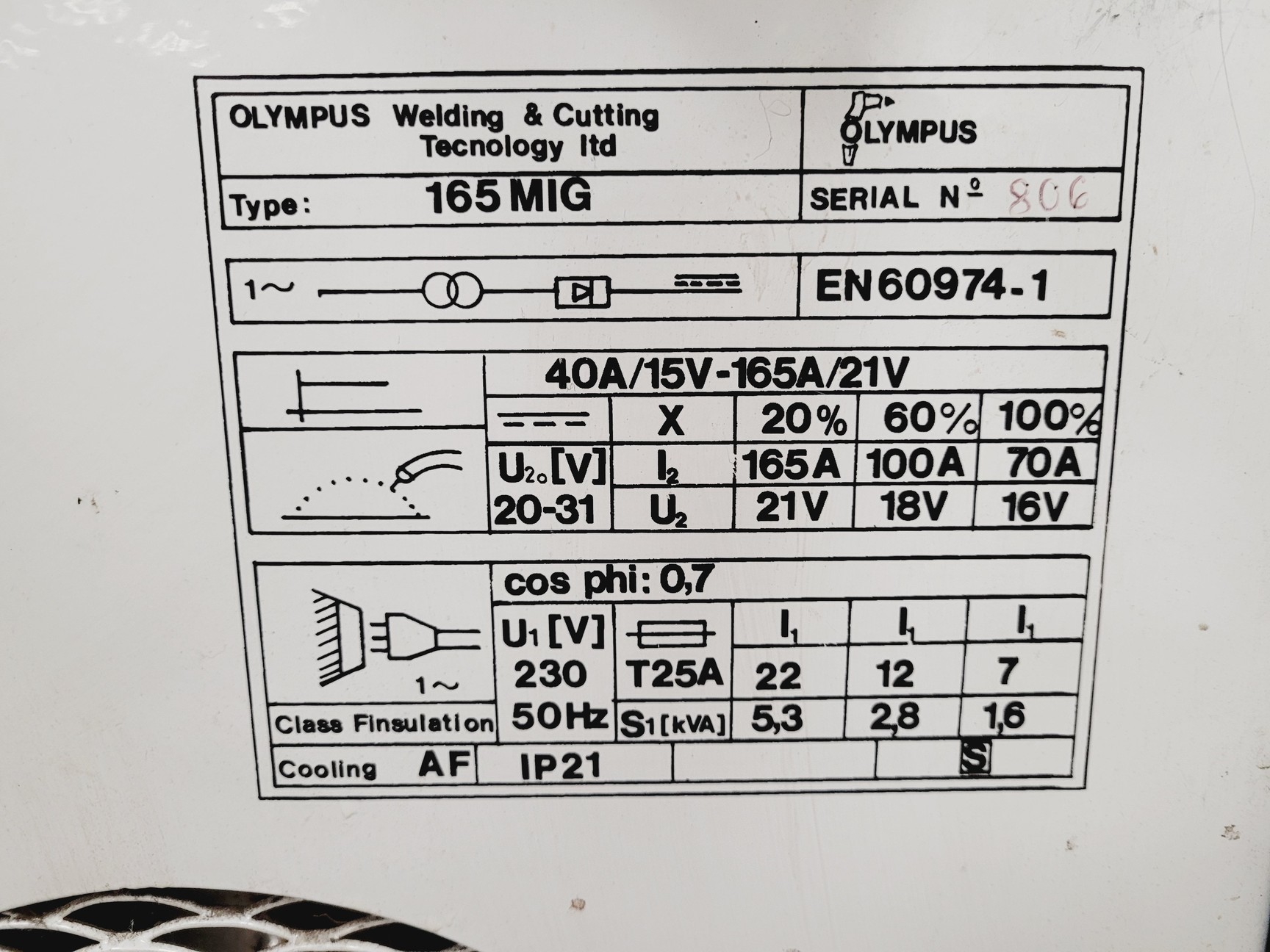 Image of Olympus 165MIG Mig Welder Welding Machine 