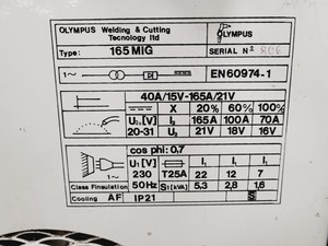 Thumbnail image of Olympus 165MIG Mig Welder Welding Machine 