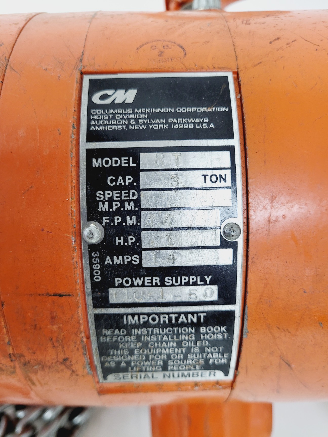 Image of CM Lodestar RT Electric Chain Hoist 3 Ton Max 3000kg
