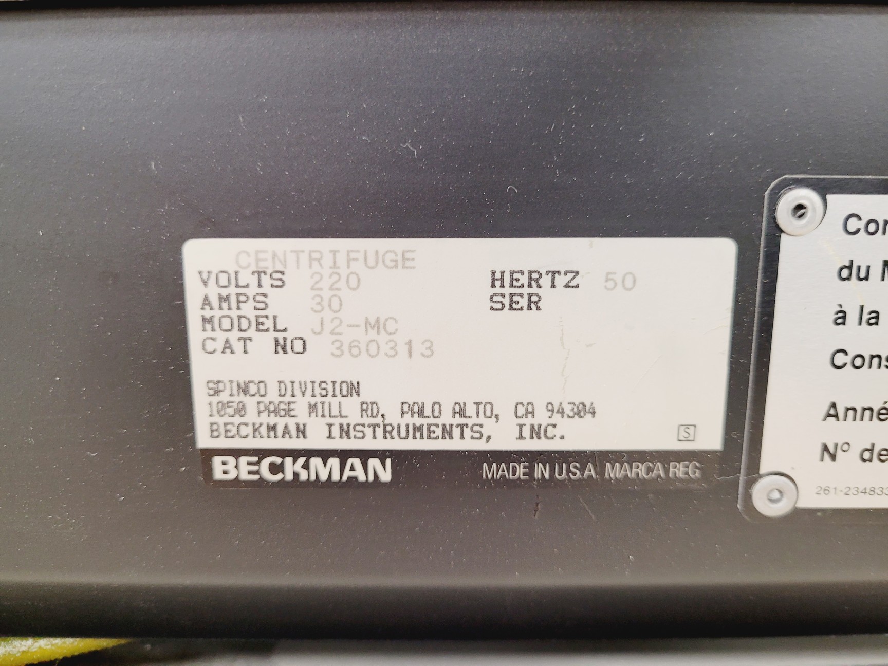 Image of Beckman J2-MC Centrifuge - Rotor Not Included Lab