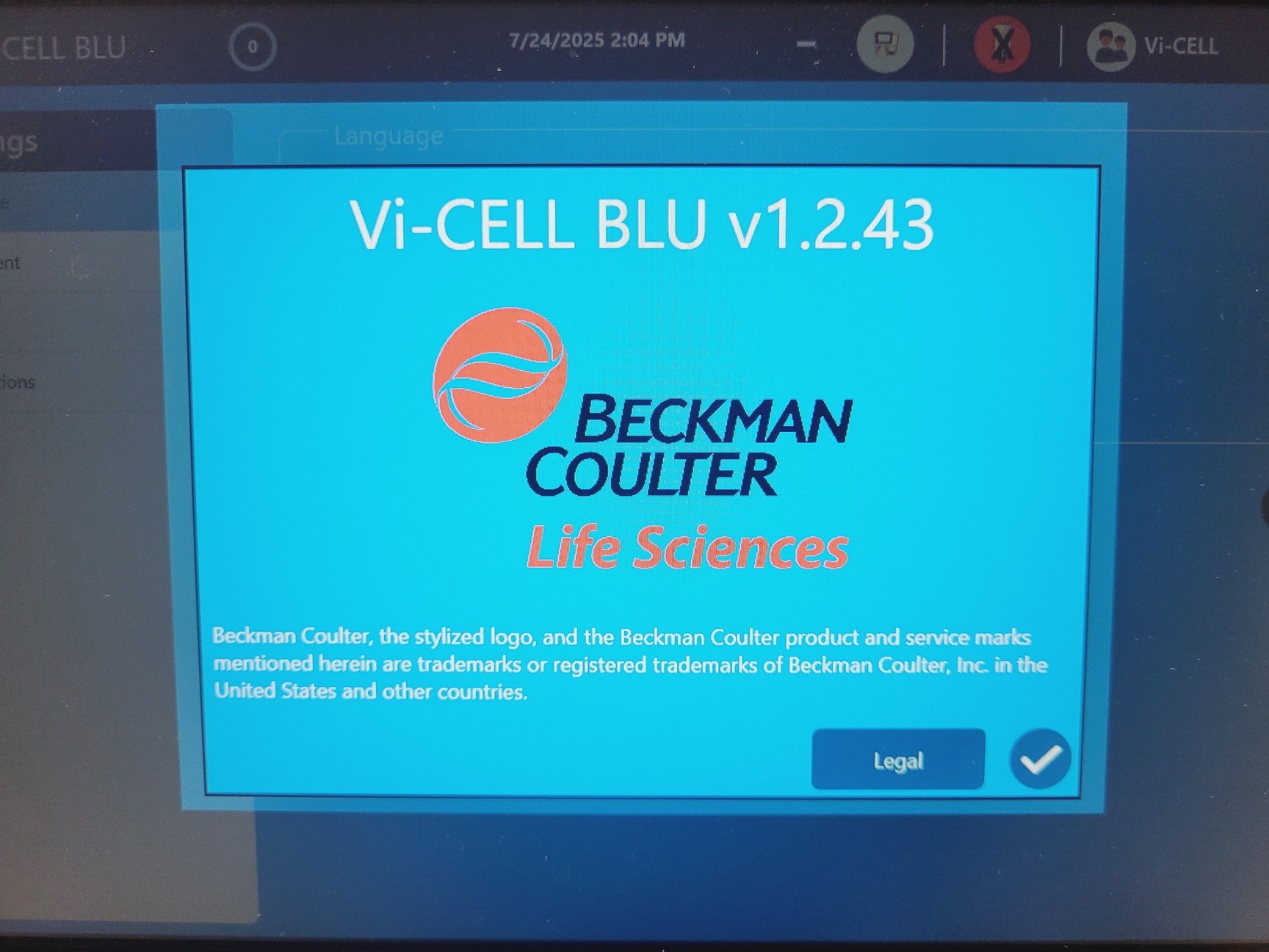 Image of Beckman Coulter Model Vi-CELL BLU Cell Viability Analyzer (2020)