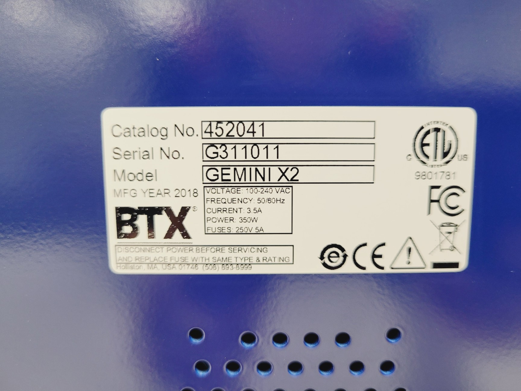 Image of BTX Gemini X2 Twin Waveform Electroporation System Lab (2018)