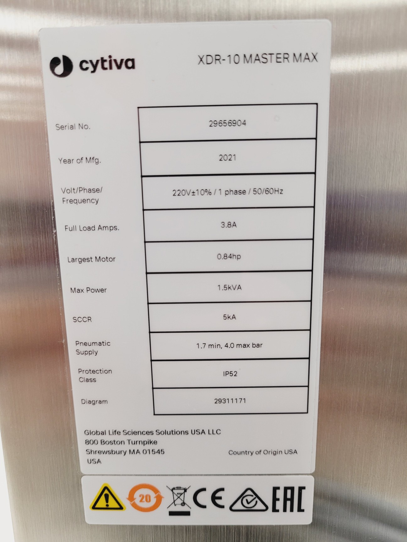 Image of Cytiva Xcellerex XDR-10 MASTER MAX Benchtop Bioreactor System Lab