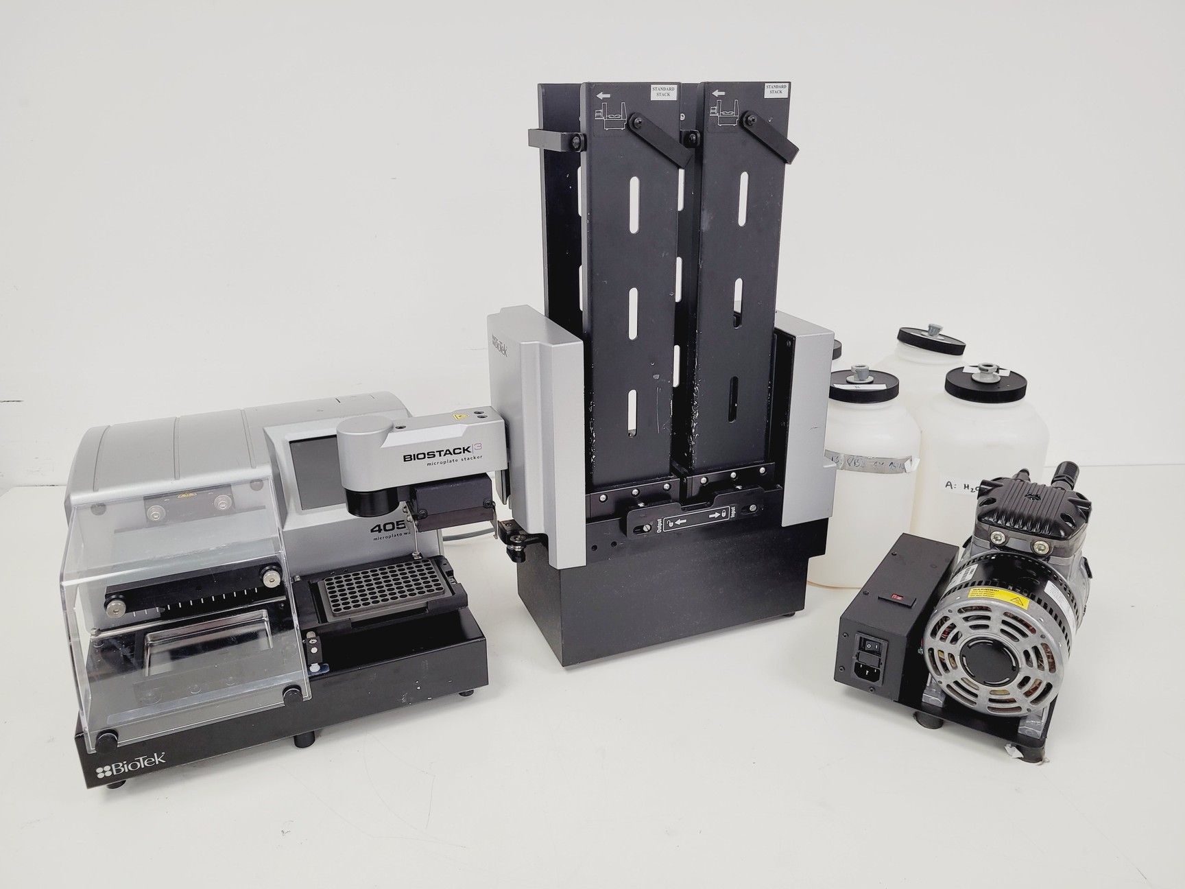 Image of BioTek 405 TS Microplate Washer w/ Biostack 3 Microplate Stacker & Vacuum Pump 2