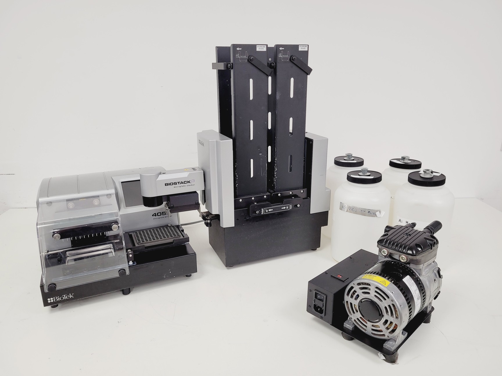 Image of BioTek 405 TS Microplate Washer w/ Biostack 3 Microplate Stacker & Vacuum Pump 2