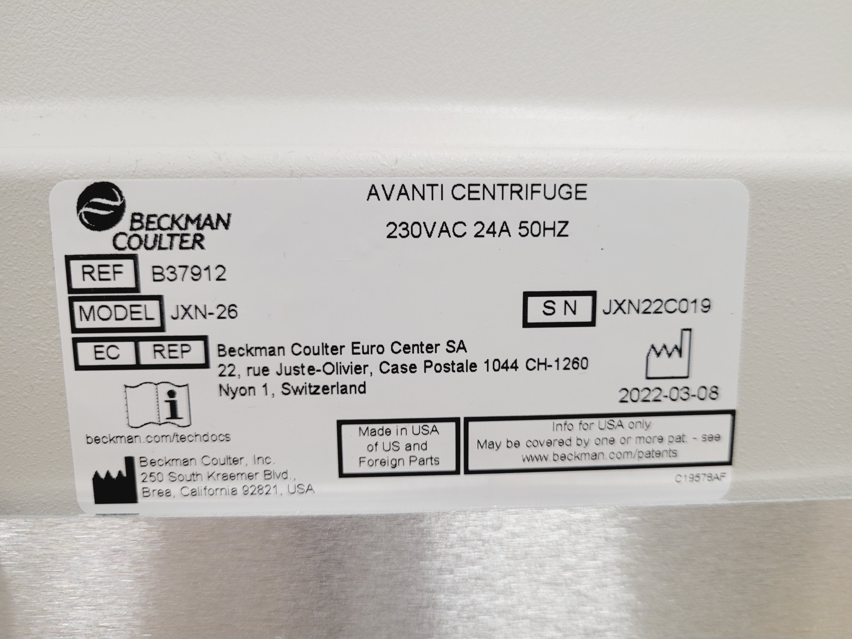 Image of Beckman Coulter Avanti JXN-26 Ultra Centrifuge Spares/Repair Lab