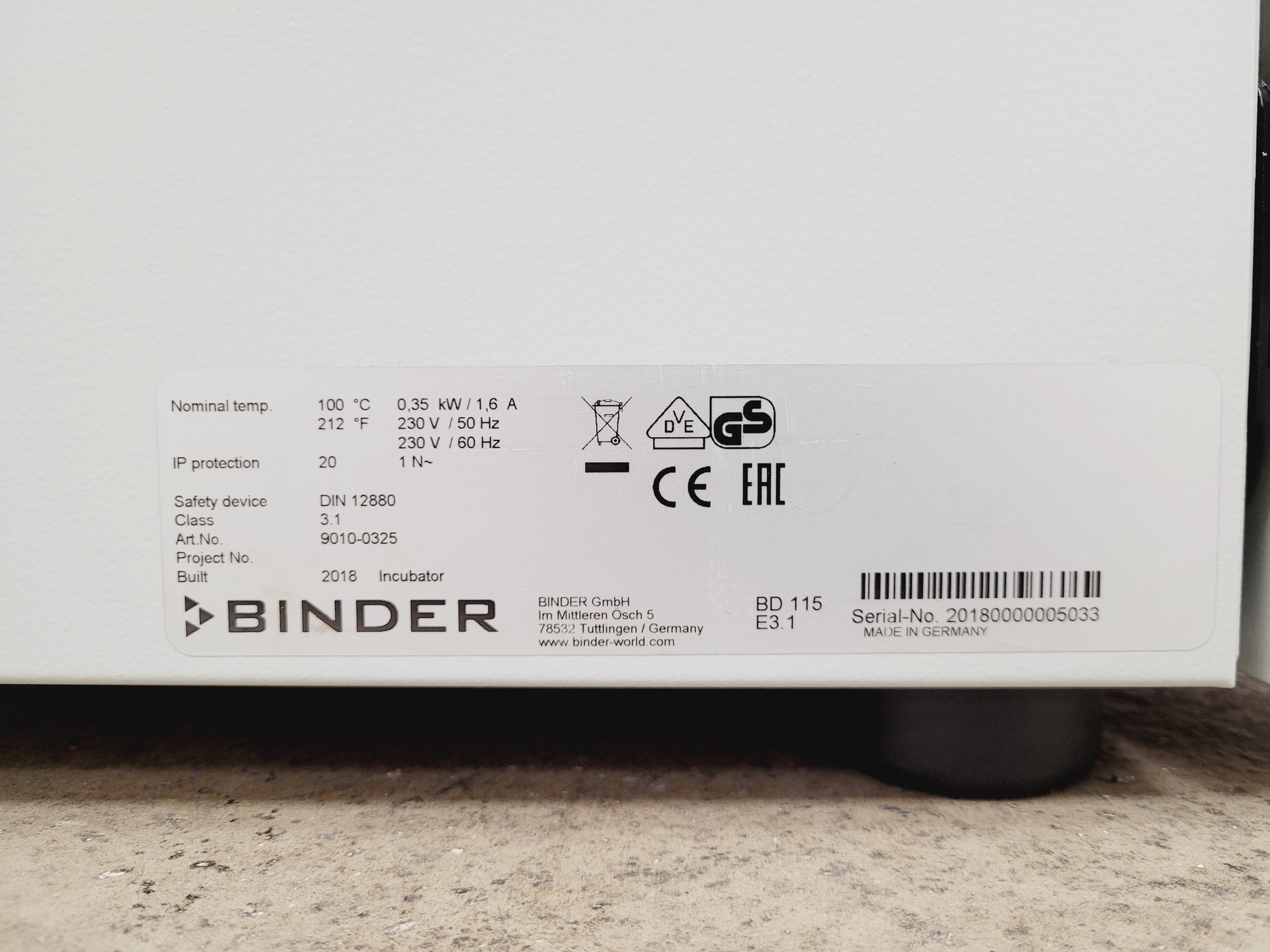Image of Binder BD 115 Incubator Lab
