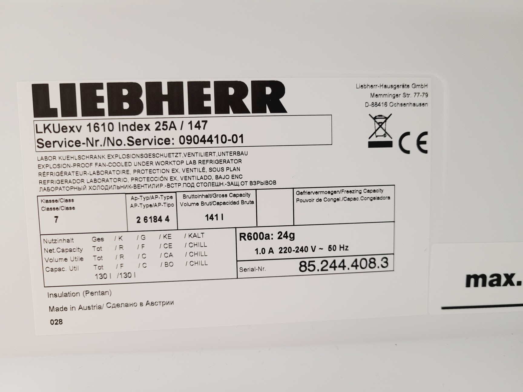 Image of Liebherr LKUexv 1610 MediLine Fridge Lab