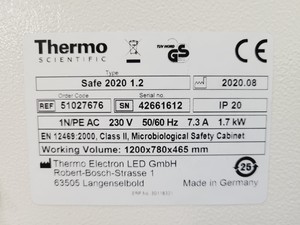 Thumbnail image of Thermo Scientific - Class 2 Safe 2020 1.2 Biological Safety Cabinet Lab 