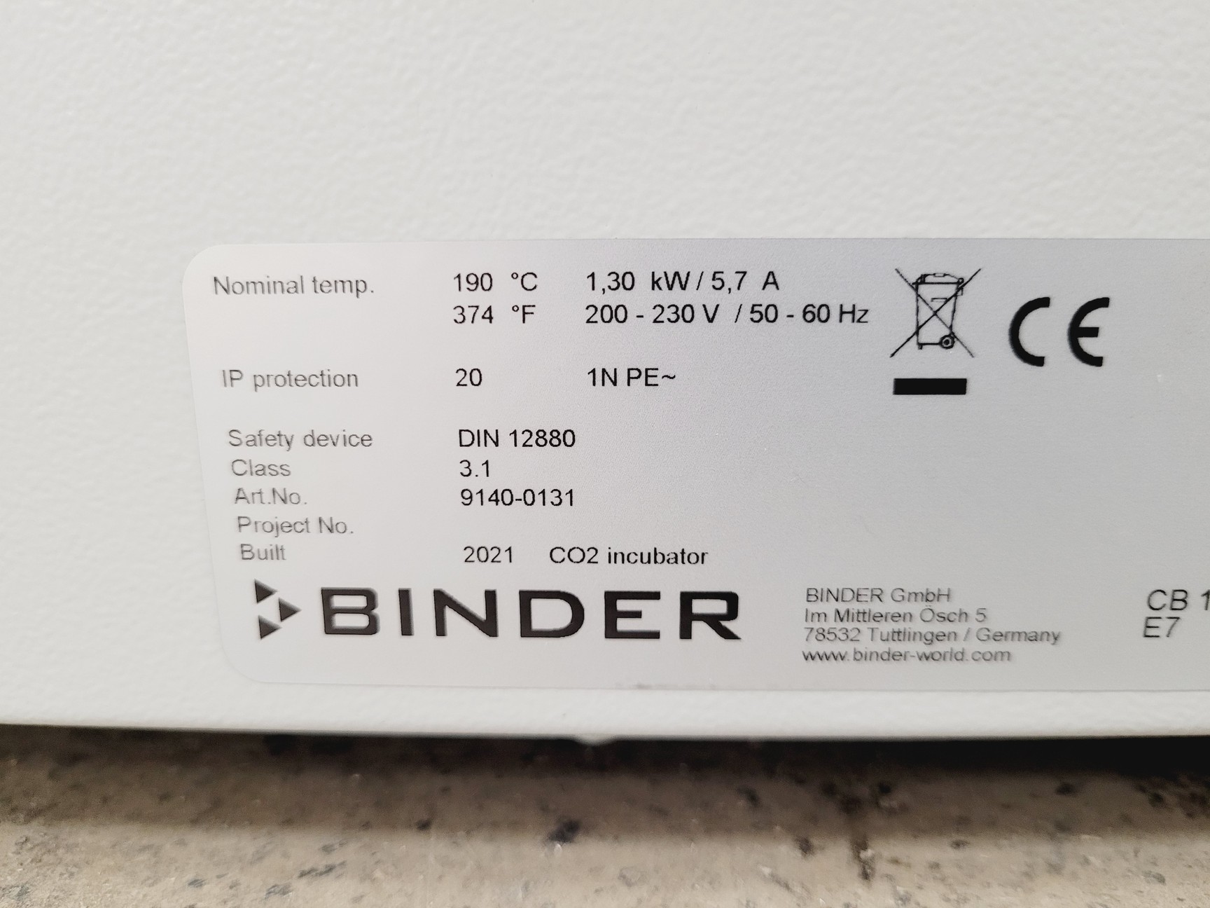 Image of Binder CB 170 CO2 Incubator (2021) Lab