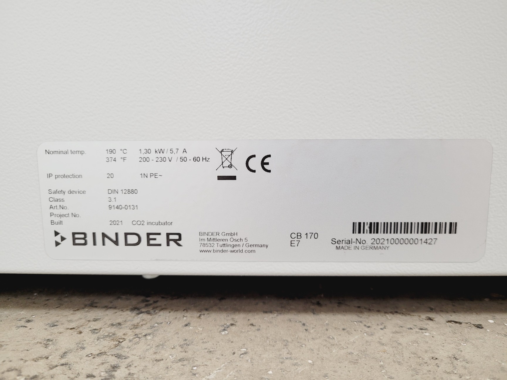 Image of Binder CB 170 CO2 Incubator (2021) Lab