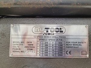 Thumbnail image of Nutool Power DP16 Pillar Drill Spares/Repairs