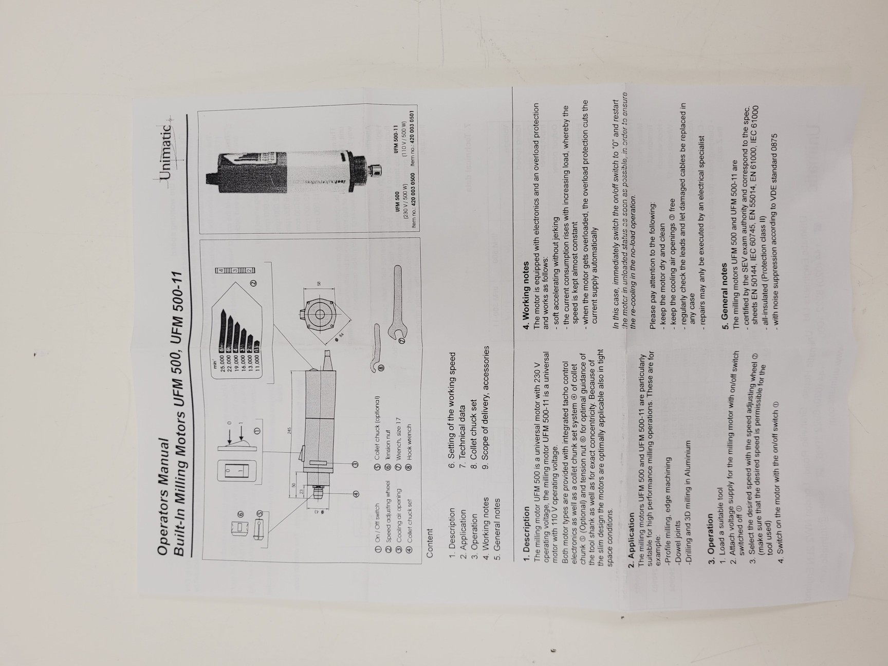 Image of Isel UFM 500 230v Milling Motor Unimatic CNC 