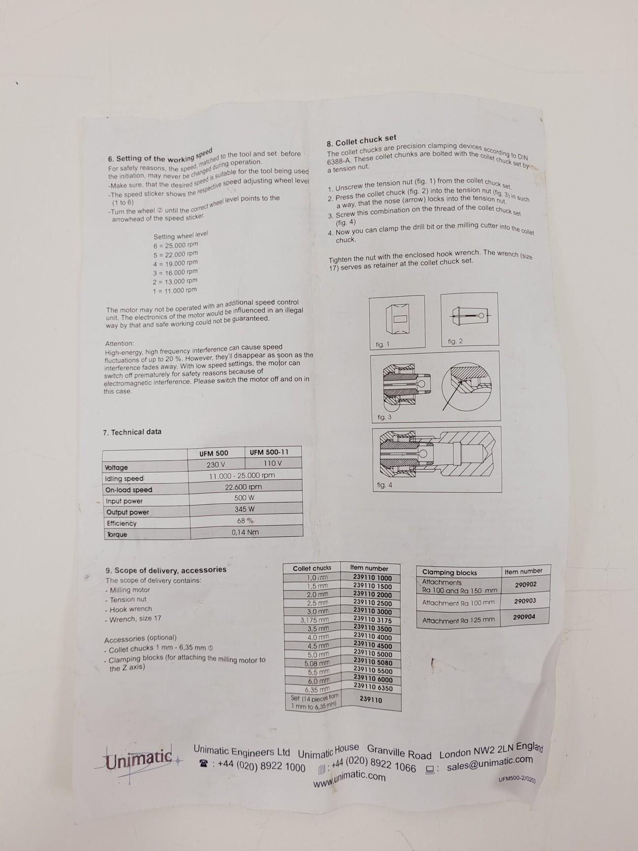 Image of Isel UFM 500 230v Milling CNC Motor Unimatic (No plug)