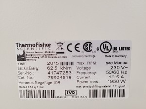 Thumbnail image of Thermo Scientific Heraeus Megafuge 40R Laboratory Centrifuge Lab Spares/Repair