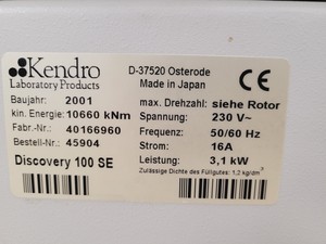 Thumbnail image of Sorvall Discovery 100SE Ultracentrifuge - No Rotor Included Lab