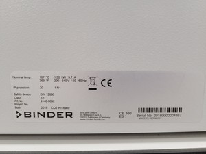 Thumbnail image of Binder CB160 E6.1 Co2 Incubator Double Stack 9140-0092 Lab