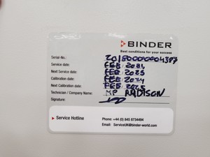 Thumbnail image of Binder CB160 E6.1 Co2 Incubator Double Stack 9140-0092 Lab