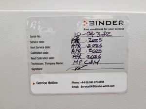 Thumbnail image of Binder CB160 E6.1 Co2 Incubator Double Stack 9140-0092 Lab