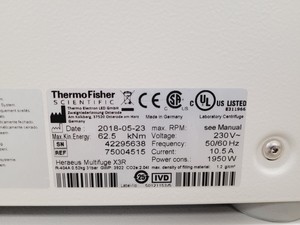 Thumbnail image of Thermo Scientific Heraeus Multifuge X3R Centrifuge with TX-1000 Rotor Lab