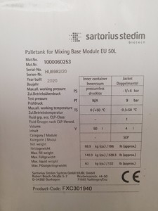 Thumbnail image of Sartorius Stedim Biotech Palletank For Mixing 50L FXC301940