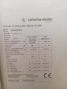 Thumbnail image of Sartorius Stedim Biotech Palletank For Mixing 200L FXC301942