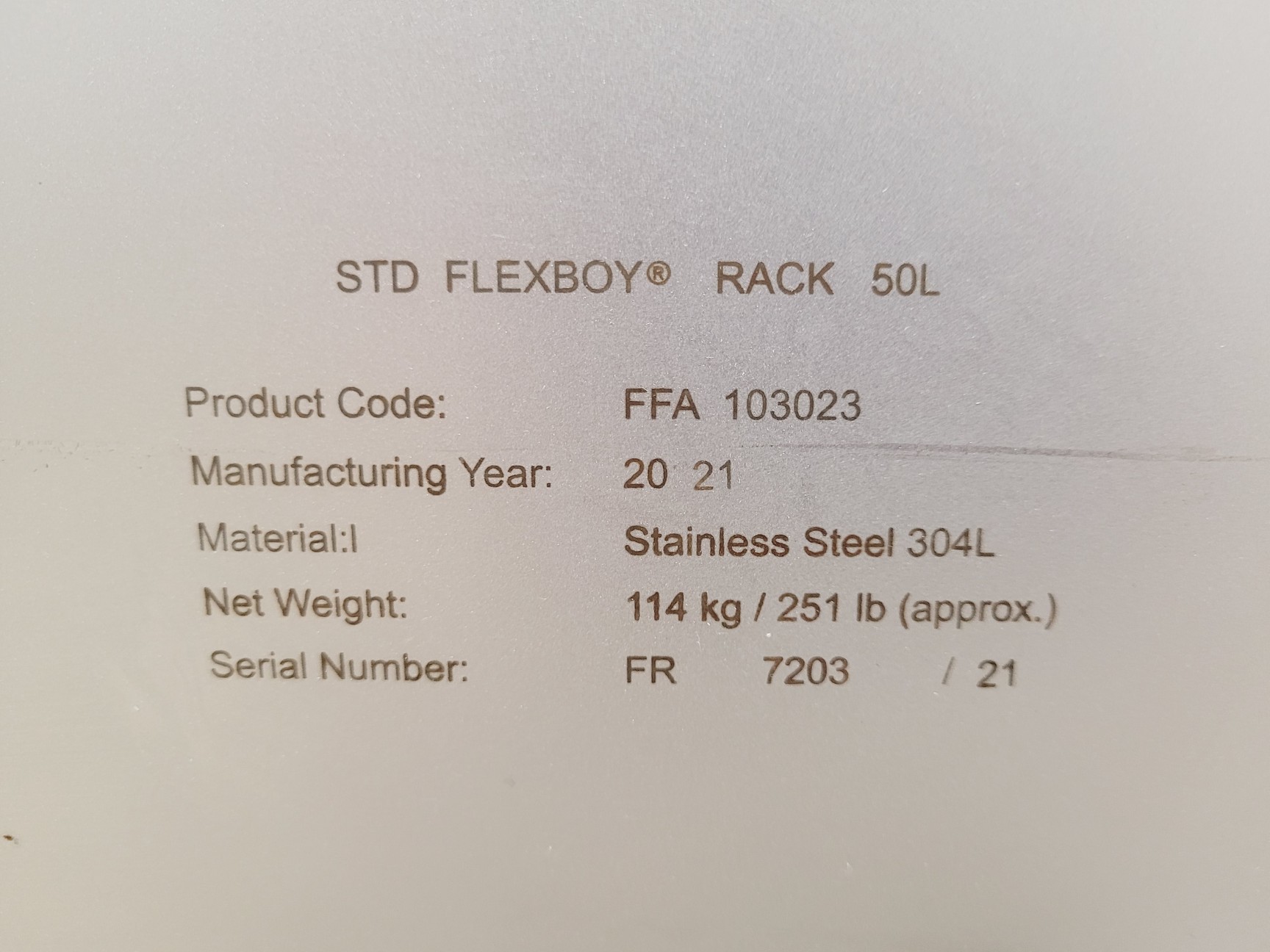 Image of Sartorius Stedim Biotech Std Flexboy Rack 50L FFA 103023