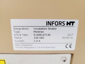 Thumbnail image of Infors HT Minitron Co2 Shaking Incubator 2017 - Working - Broken Door Lab
