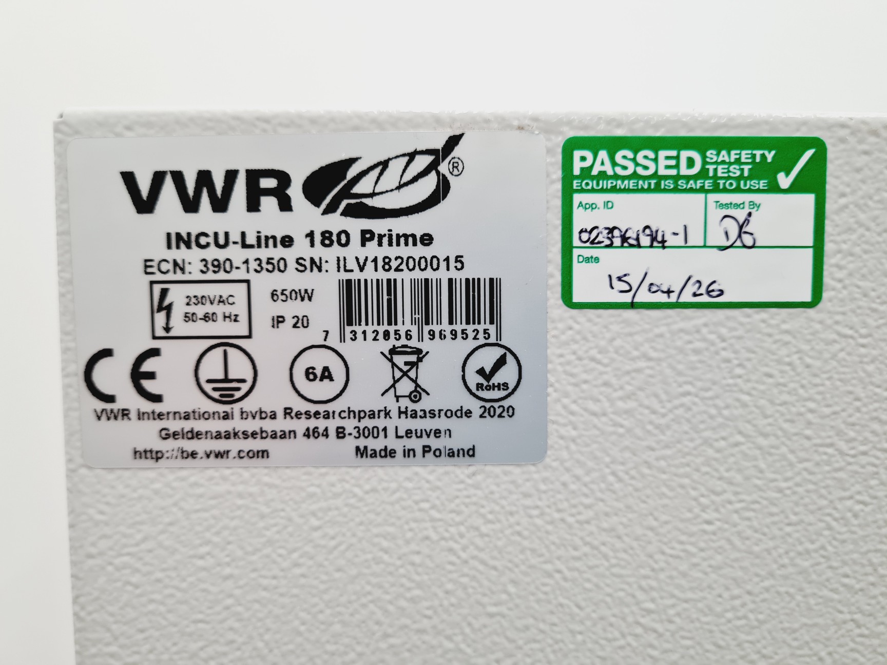 Image of VWR INCU-Line 180 Prime Lab Incubator 
