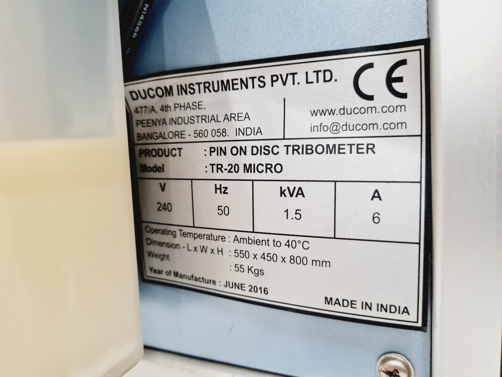 Image of Ducom Instruments Pin On Disc Tribometer TR-20 Micro Lab